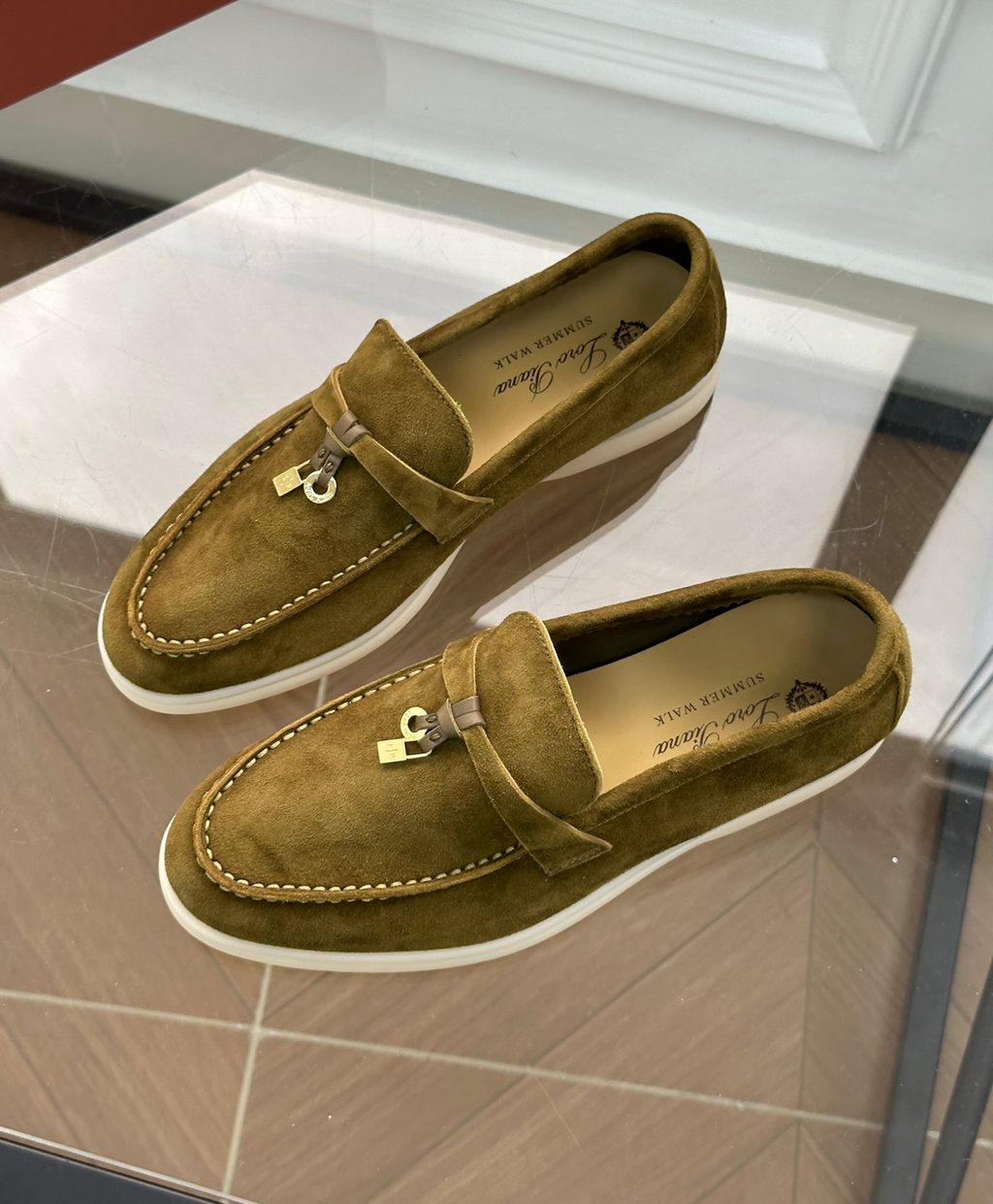 Moccassins Olive Green Suede Summer Charms Walk