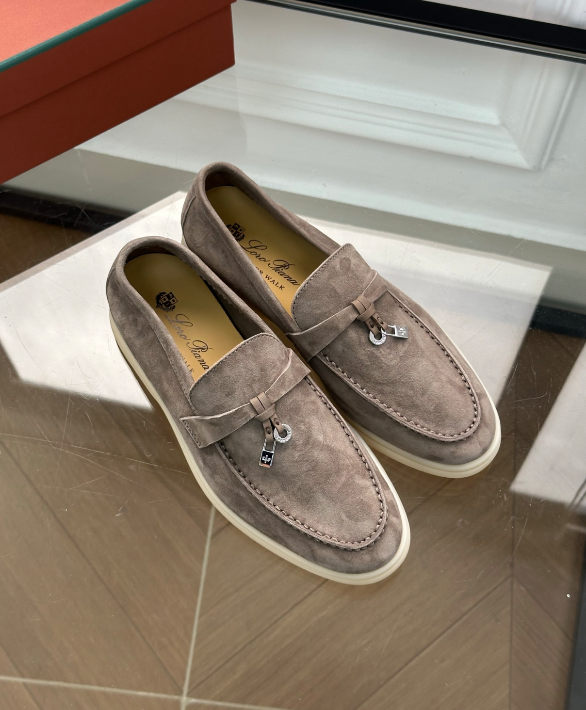 Moccassins Taupe Suede Summer Charms Walk