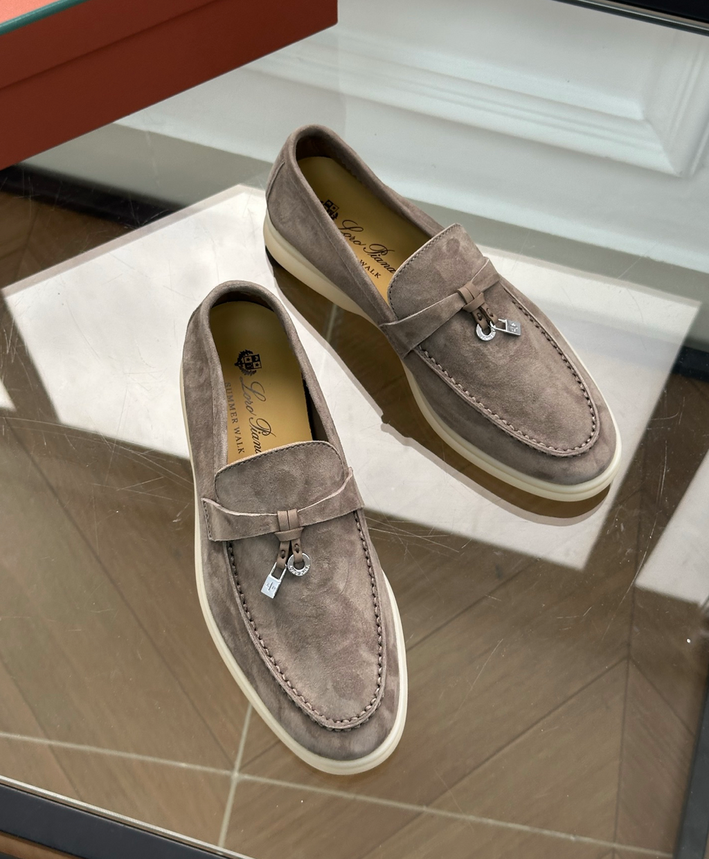 Moccassins Taupe Suede Summer Charms Walk