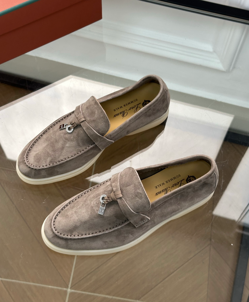 Moccassins Taupe Suede Summer Charms Walk