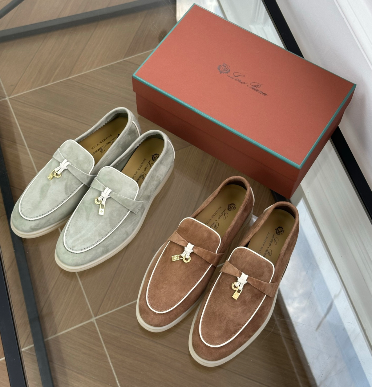 Moccassins Tarragon Green Suede Summer Charms Walk