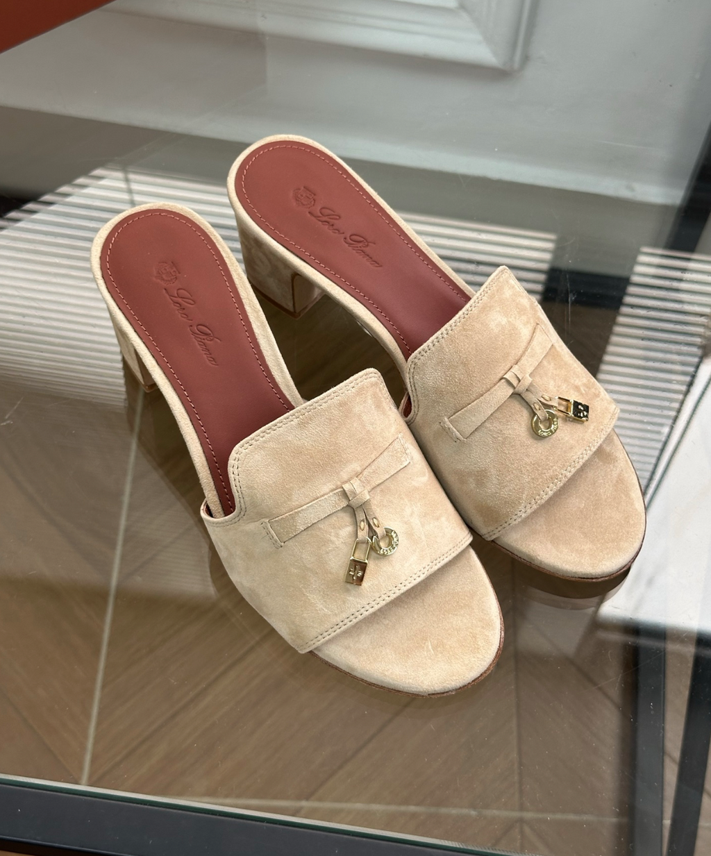 Summer Charms Sandal Beige Suede Goatskin