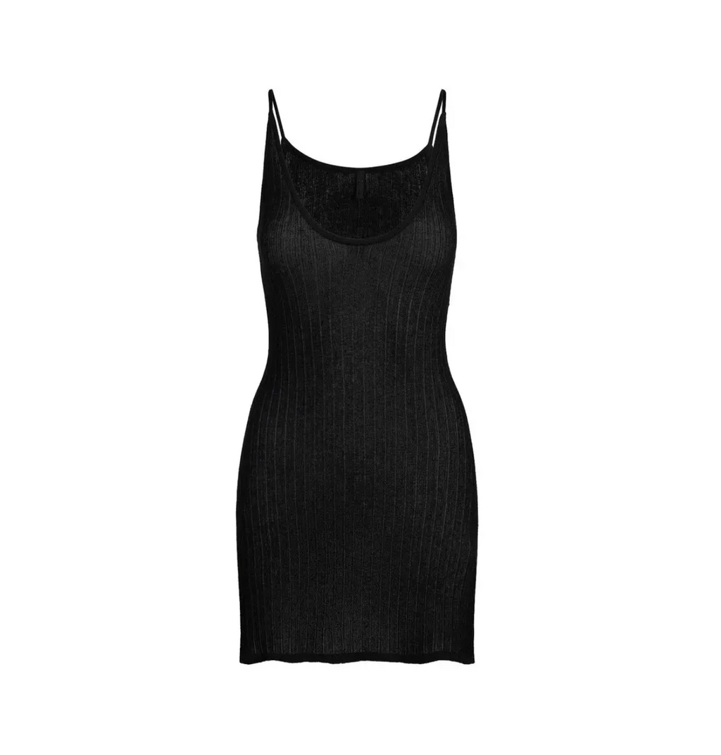 Sheer Knit Plunge Mini Dress