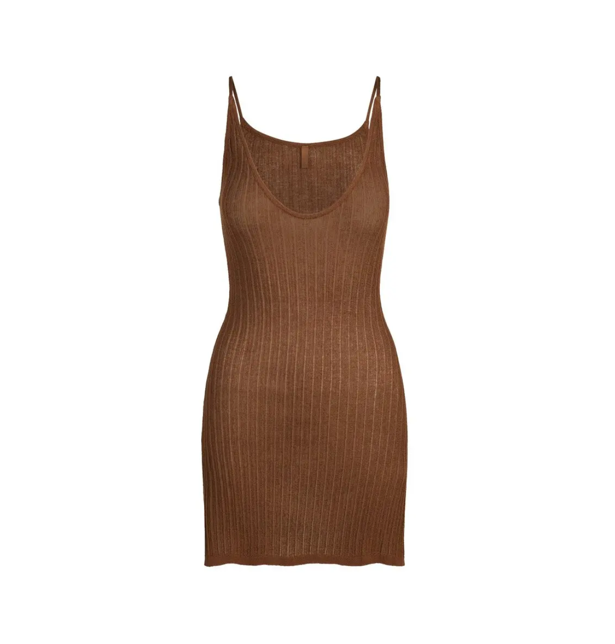 Sheer Knit Plunge Mini Dress