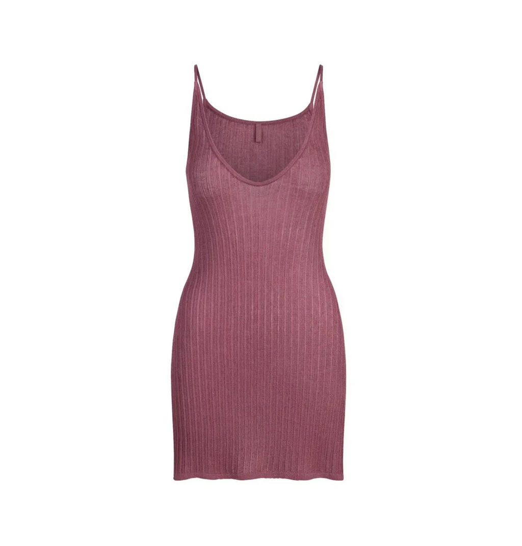 Sheer Knit Plunge Mini Dress