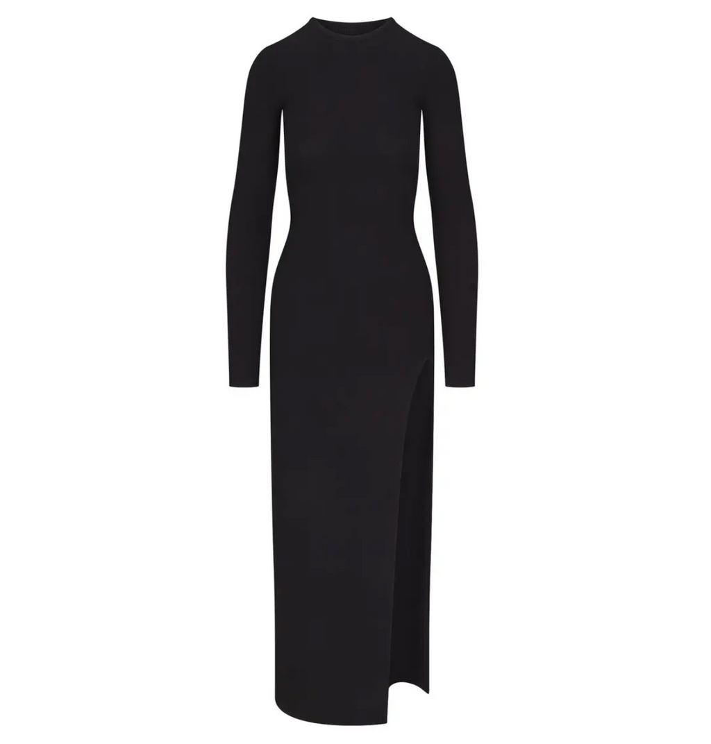 SOFT LOUNGE LONG SLEEVE SLIT DRESS
