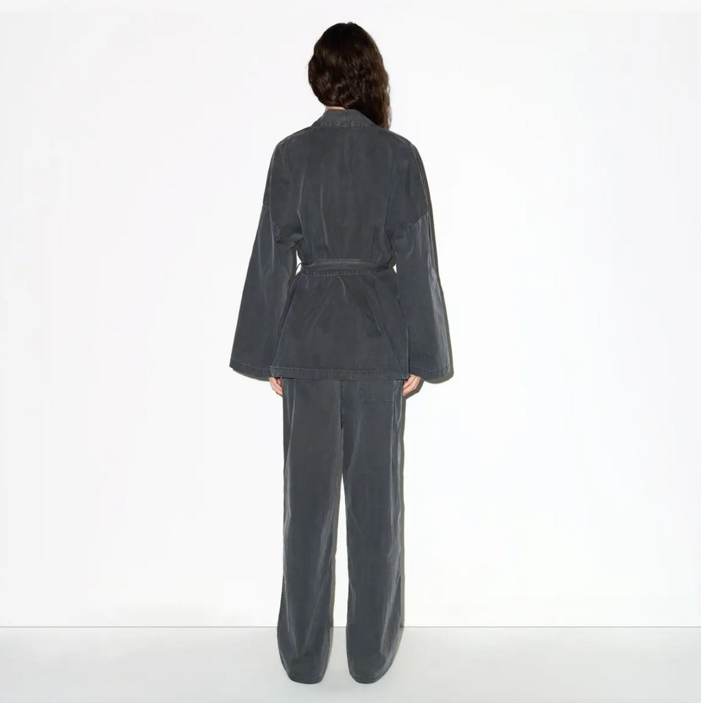 WOVEN LOUNGE OVERSIZED WRAP TOP SET