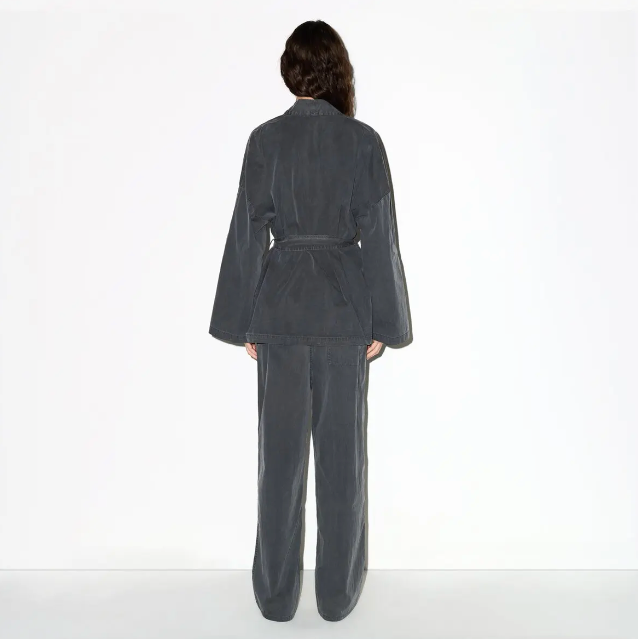 WOVEN LOUNGE OVERSIZED WRAP TOP SET