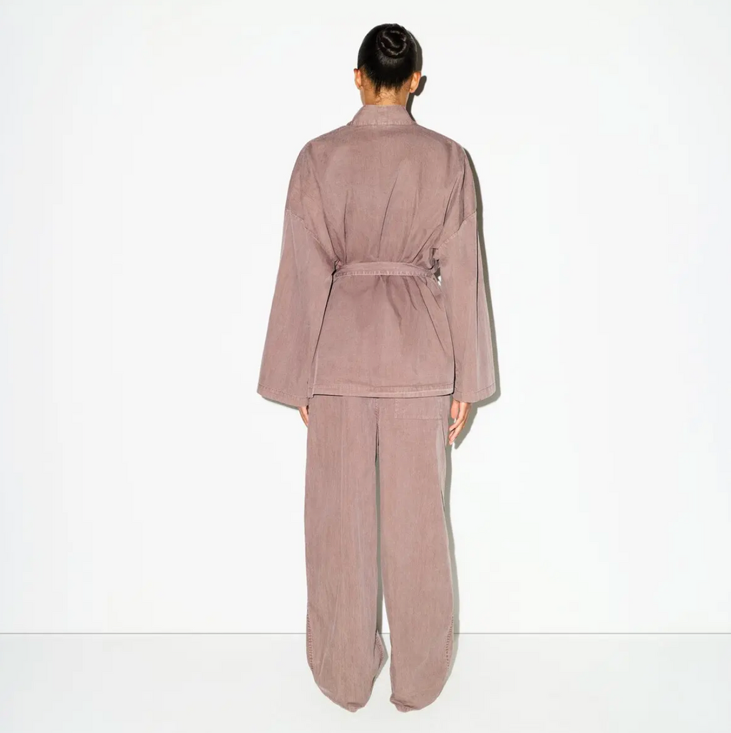 WOVEN LOUNGE OVERSIZED WRAP TOP SET