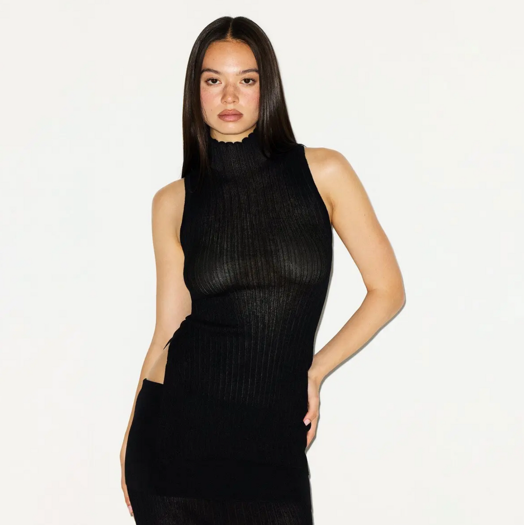 SHEER KNIT MOCK NECK TUNIC SET