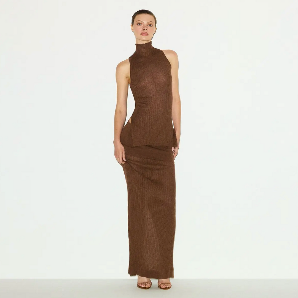 SHEER KNIT MOCK NECK TUNIC SET