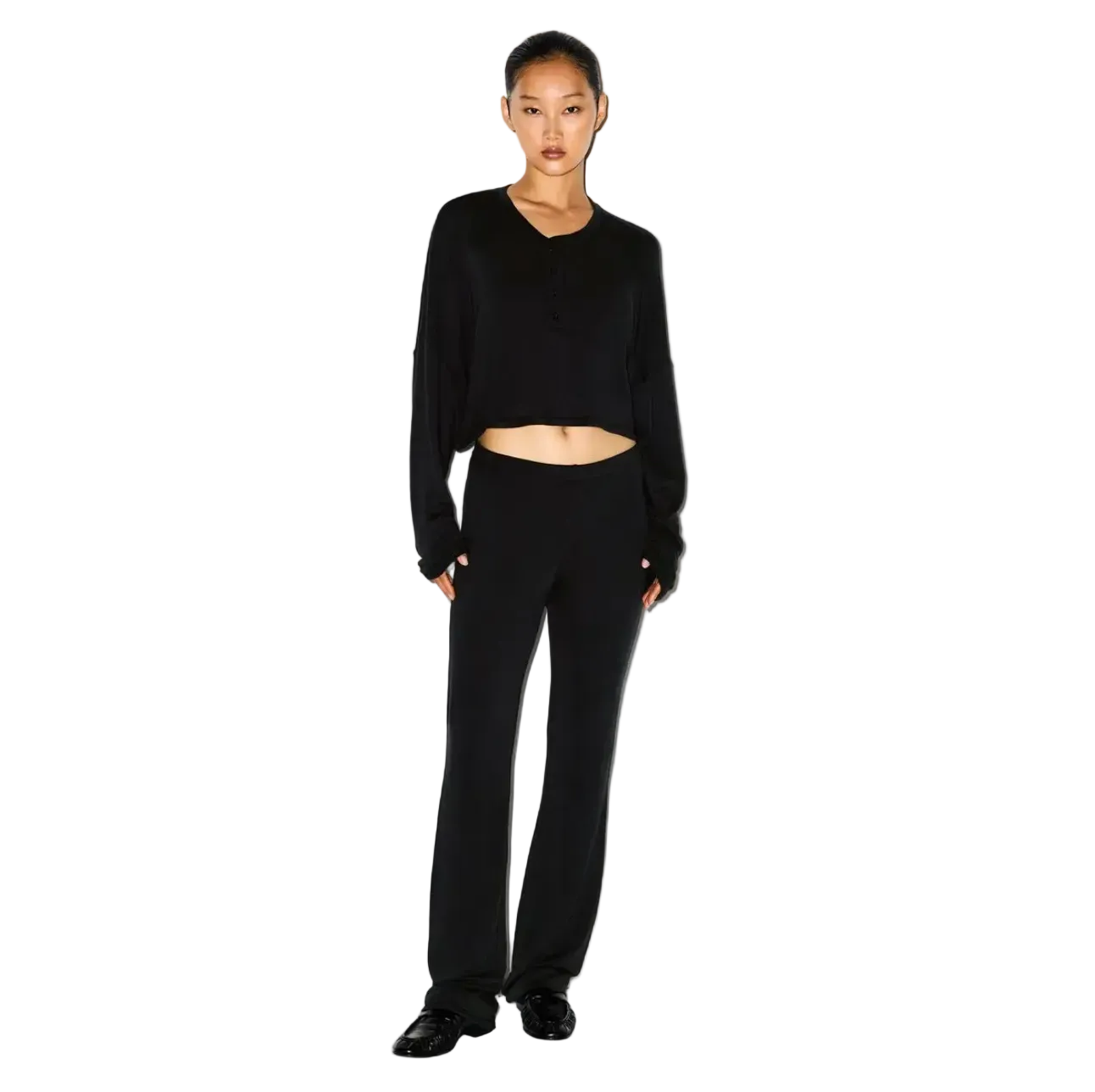 LIGHTWEIGHT MODAL CROPPED HENLEY SET