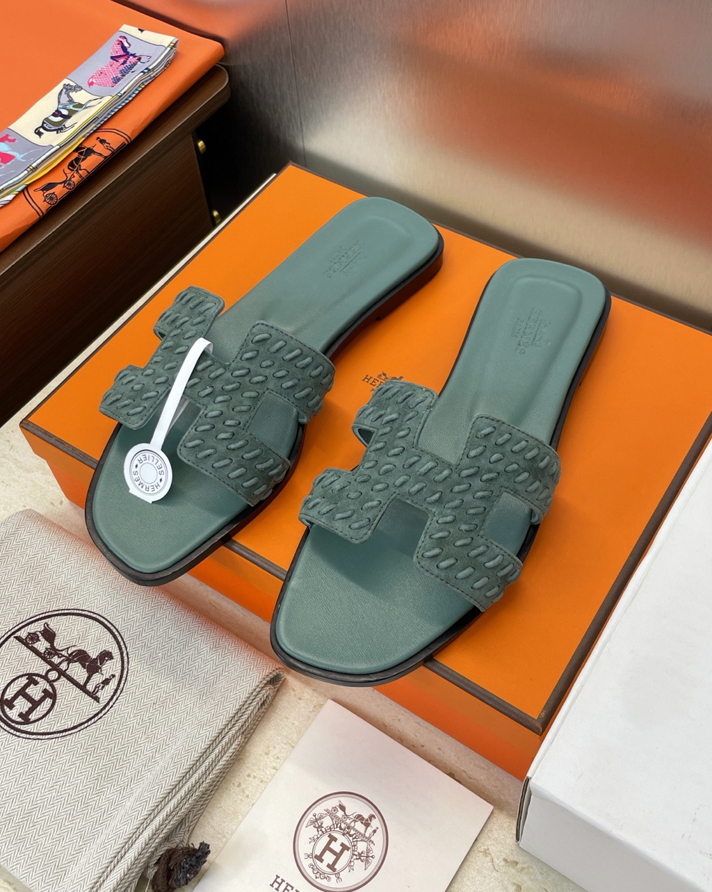 Hermès Oran Braided Goat Sandals
