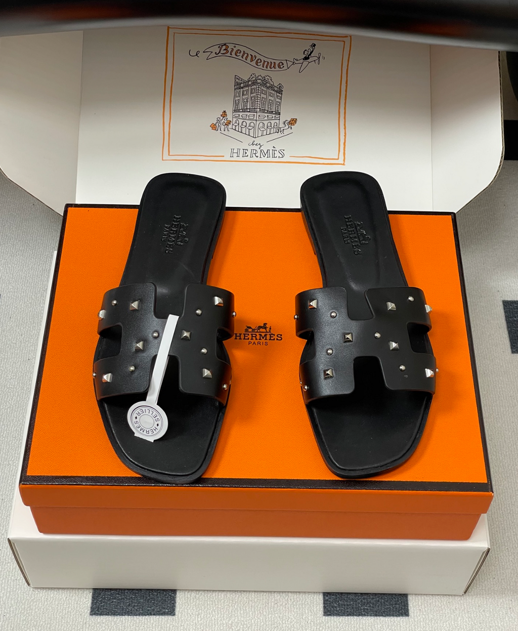 Hermès Oran Calfskin Medor Studs Sandal