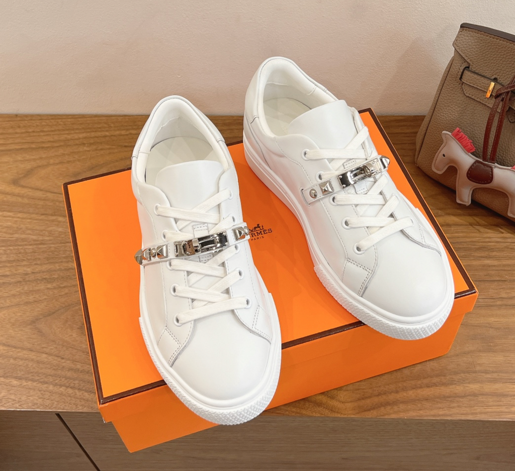 Hermès Day Silver Medor Studs White Sneaker