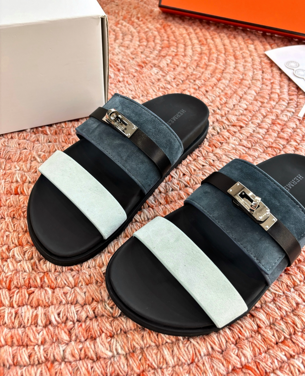Hermès Jackson Blue Suede Sandal