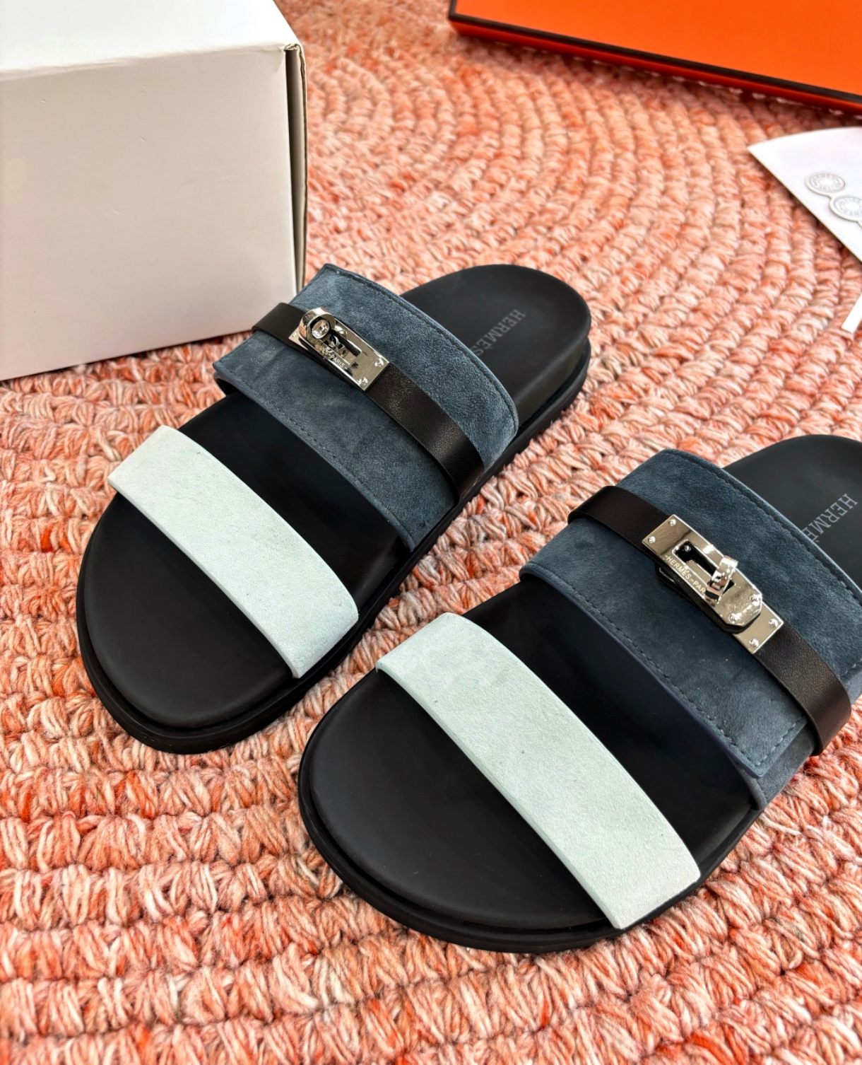 Hermès Jackson Blue Suede Sandal