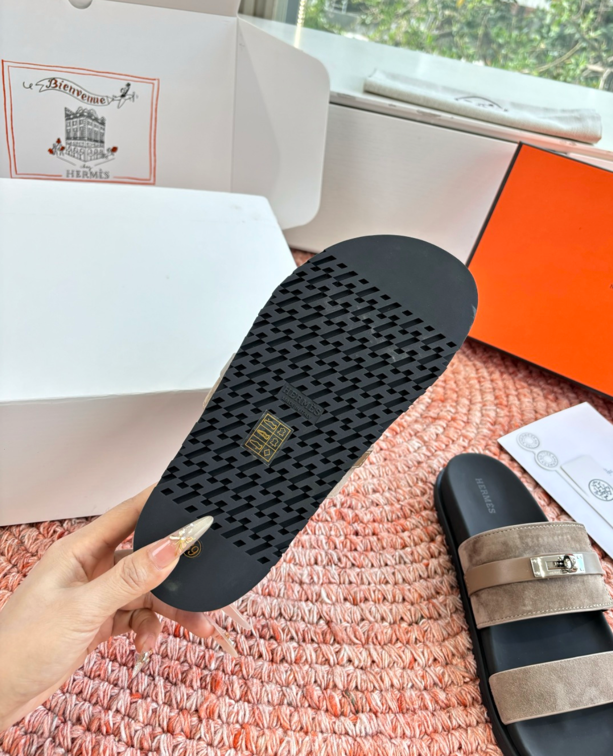 Hermès Jackson Brown Suede Sandal