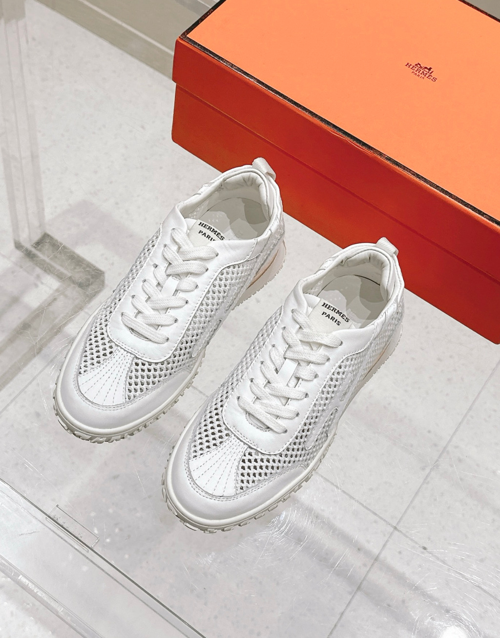 Hermès Jet White Crochet Sneakers