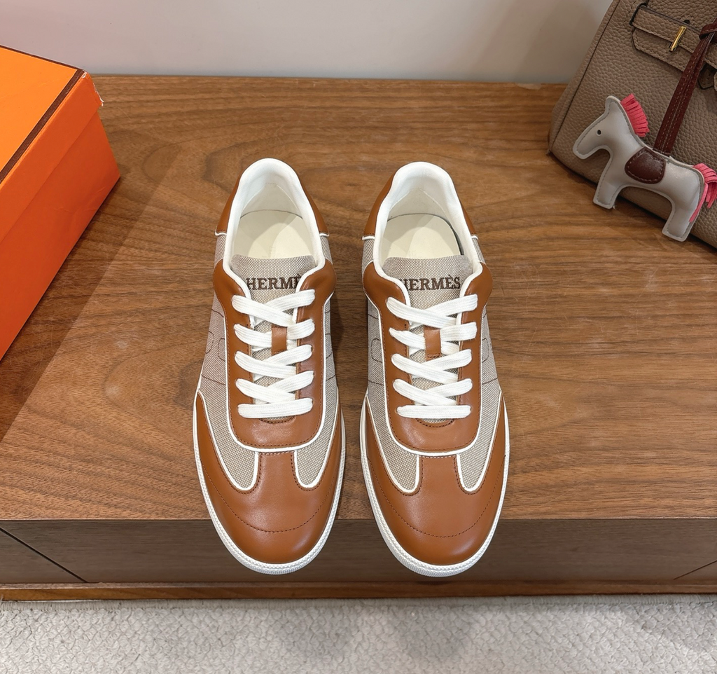 Hermès Brown Leather Match Sneaker