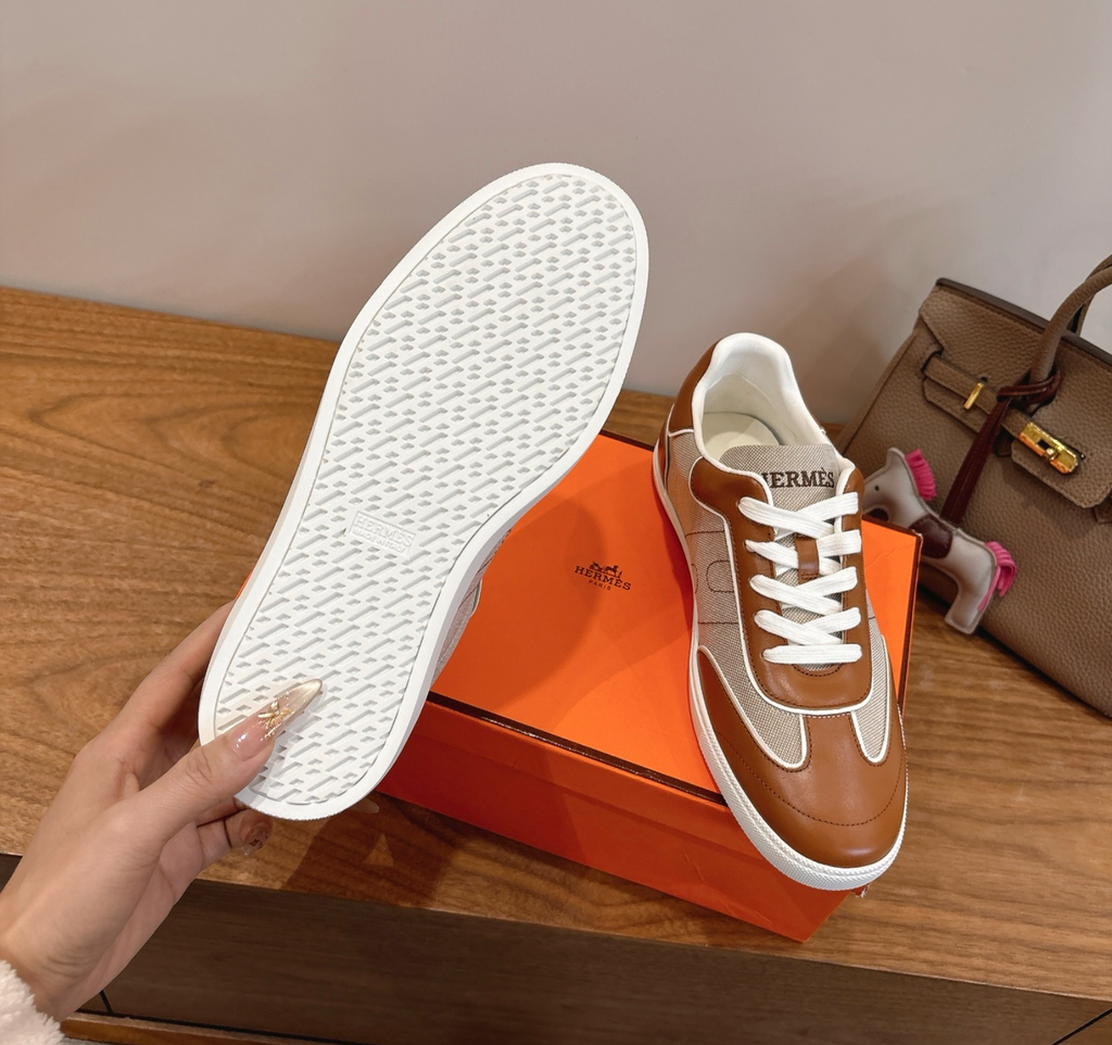 Hermès Brown Leather Match Sneaker