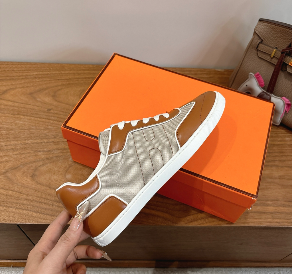 Hermès Brown Leather Match Sneaker