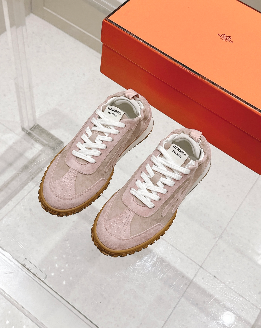 Hermès Jet Grey/Pink Sneakers