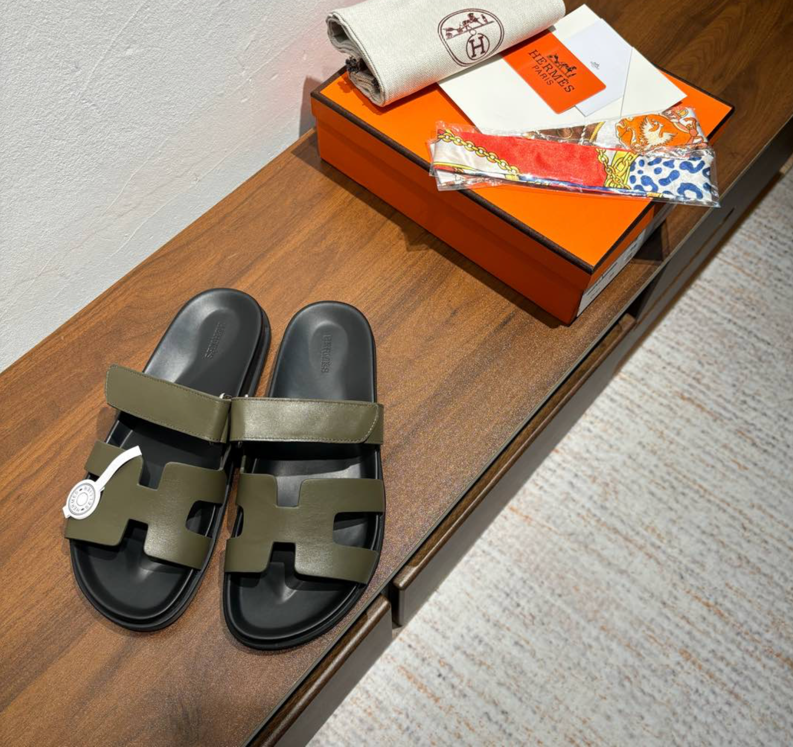 Hermès Chypre Sage Green Sandal