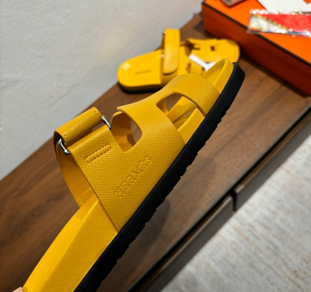 Hermès Chypre Leather Yellow Sandal