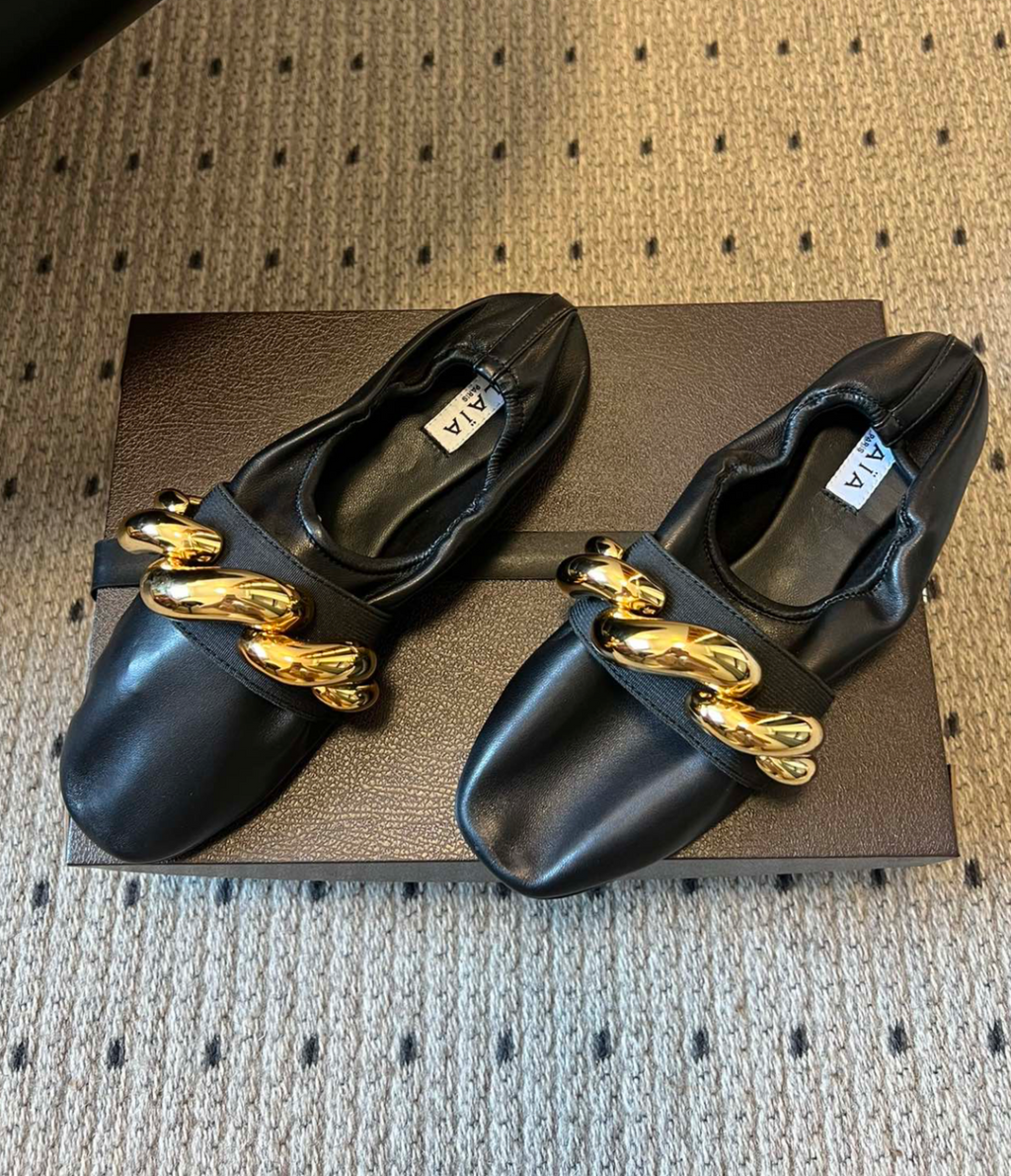 ALAÏA NOIR JEWEL SLIPPERS IN LEATHER