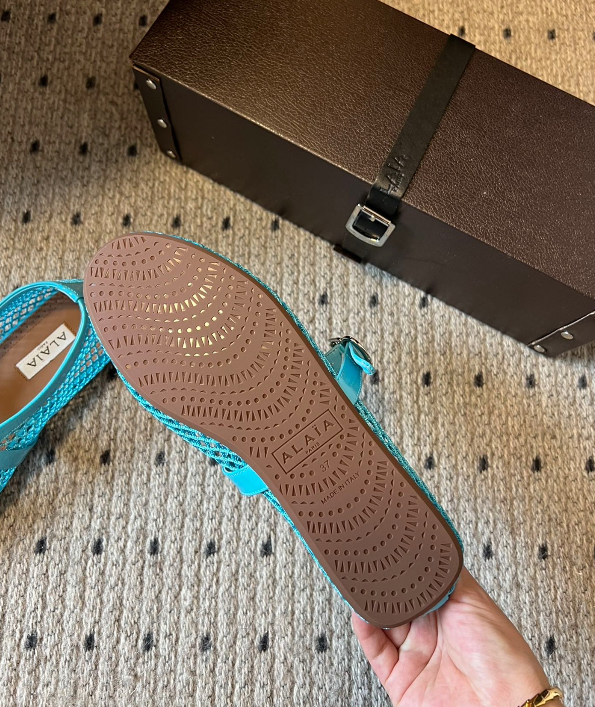 ALAÏA AMAZONITE BALLET FLATS IN FISHNET