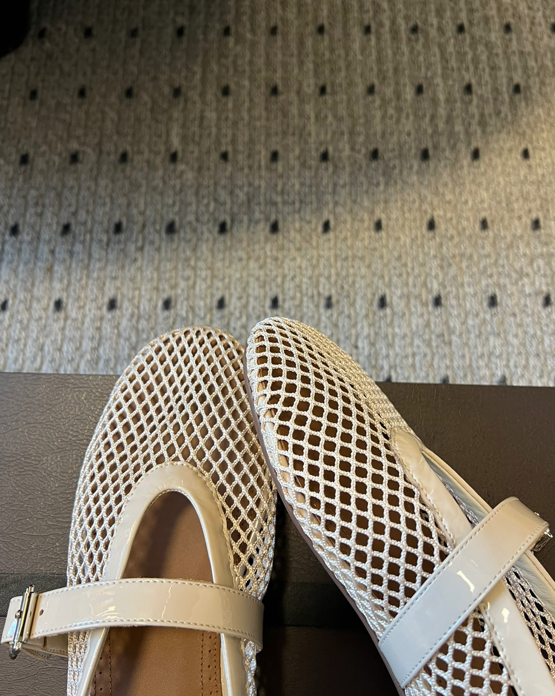 ALAÏA SAND BALLET FLATS IN FISHNET