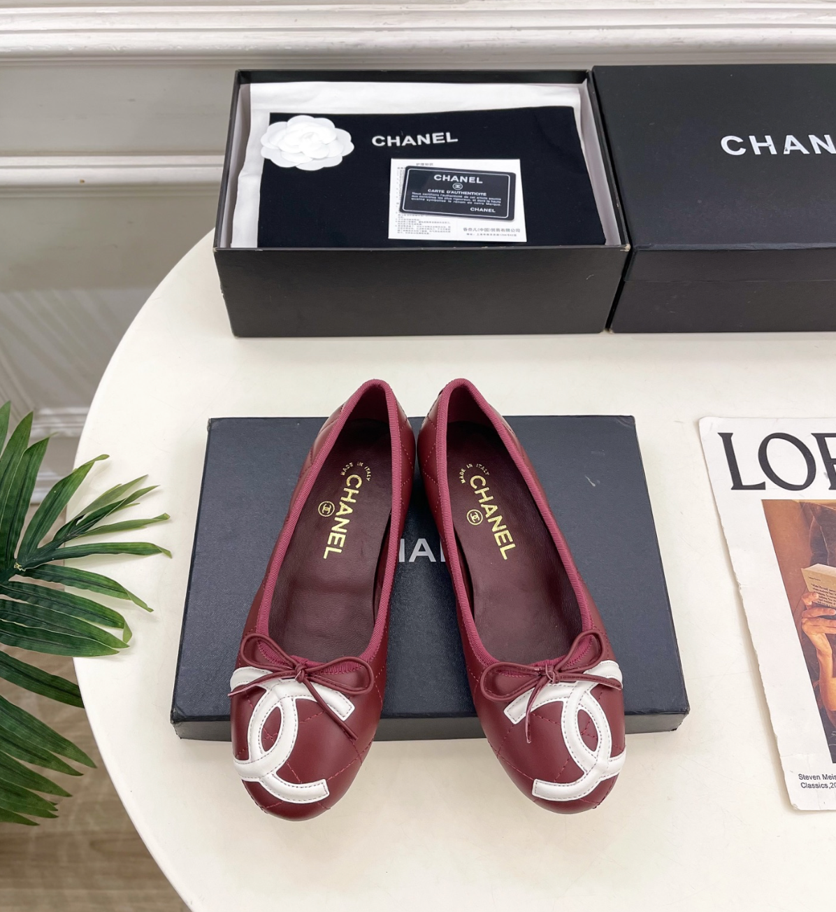 CHANEL Burgundy The COCO Beach '26 Ballet Flats