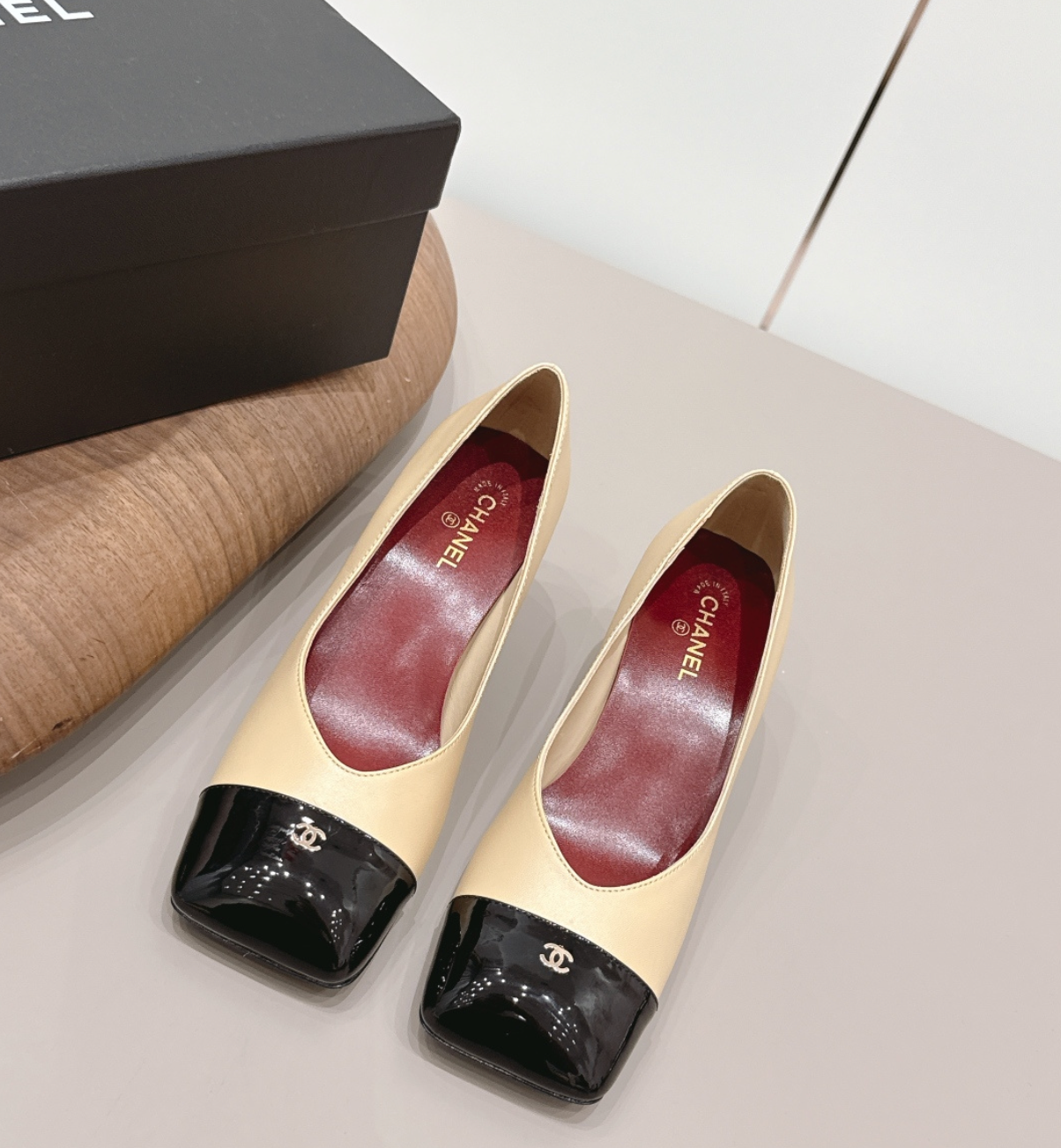 CHANEL Beige & Black pumps '26 Heels