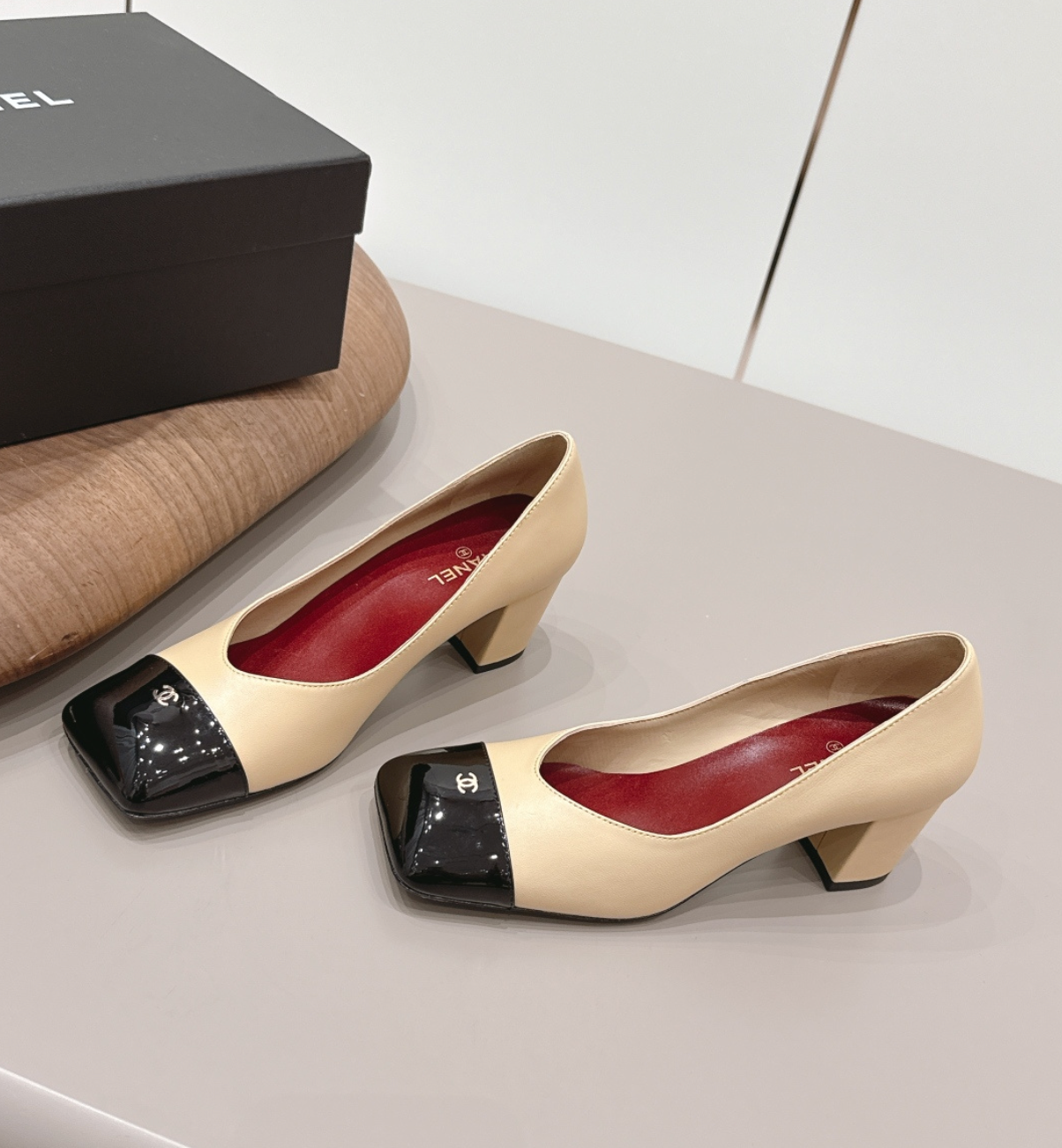 CHANEL Beige & Black pumps '26 Heels
