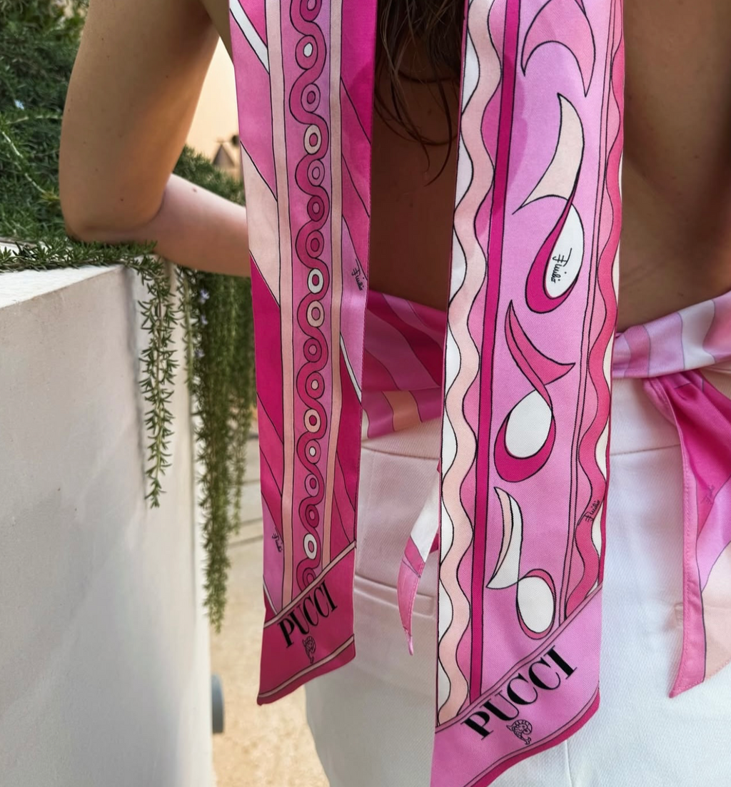 PUCCI Rosé Marmo Silk Halter Top