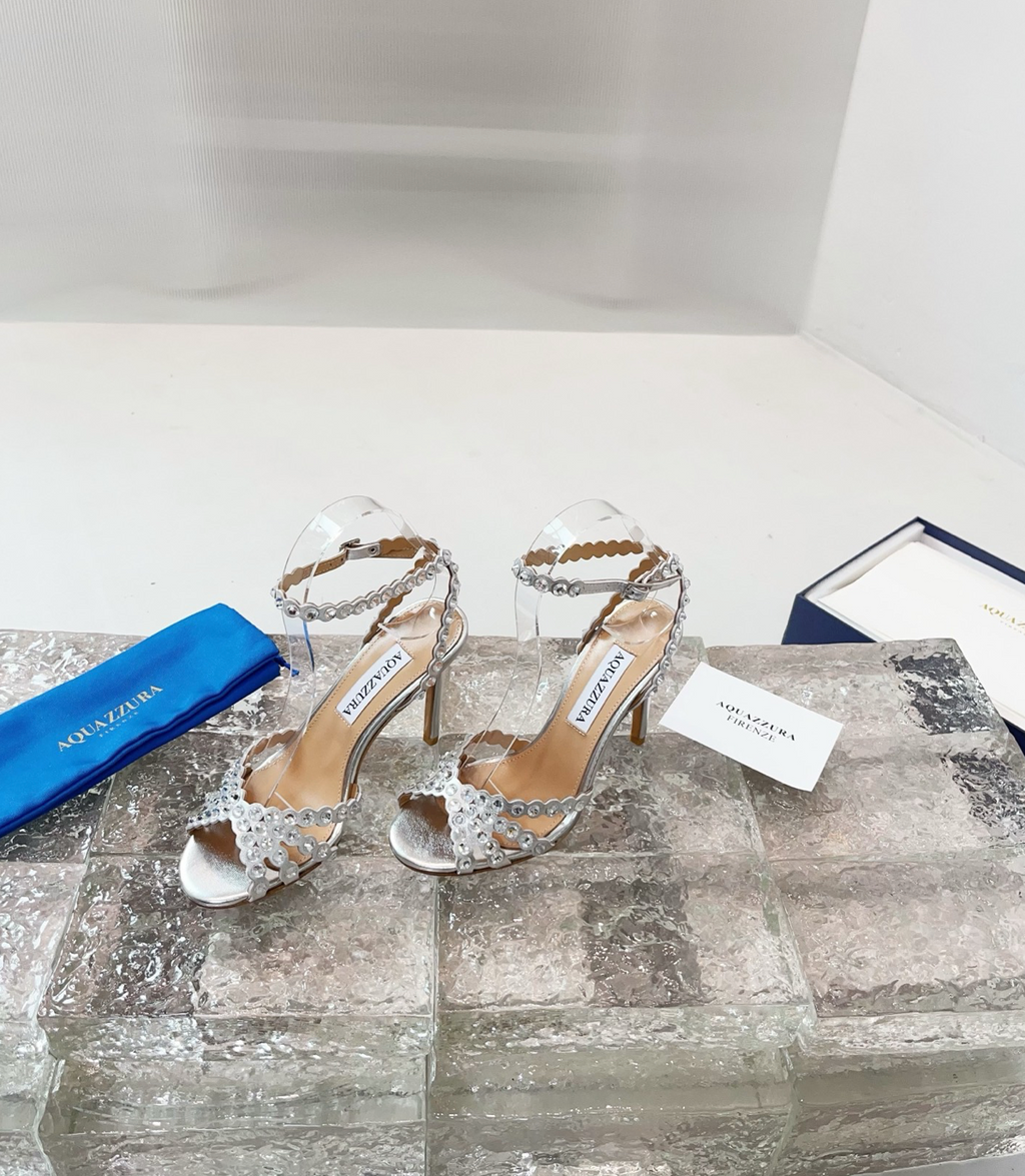AQUAZZURA Tequila Silver Sandal 105