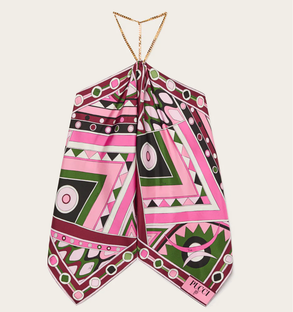 PUCCI VIVARA PRINT SLEEVELESS PINK SILK TOP