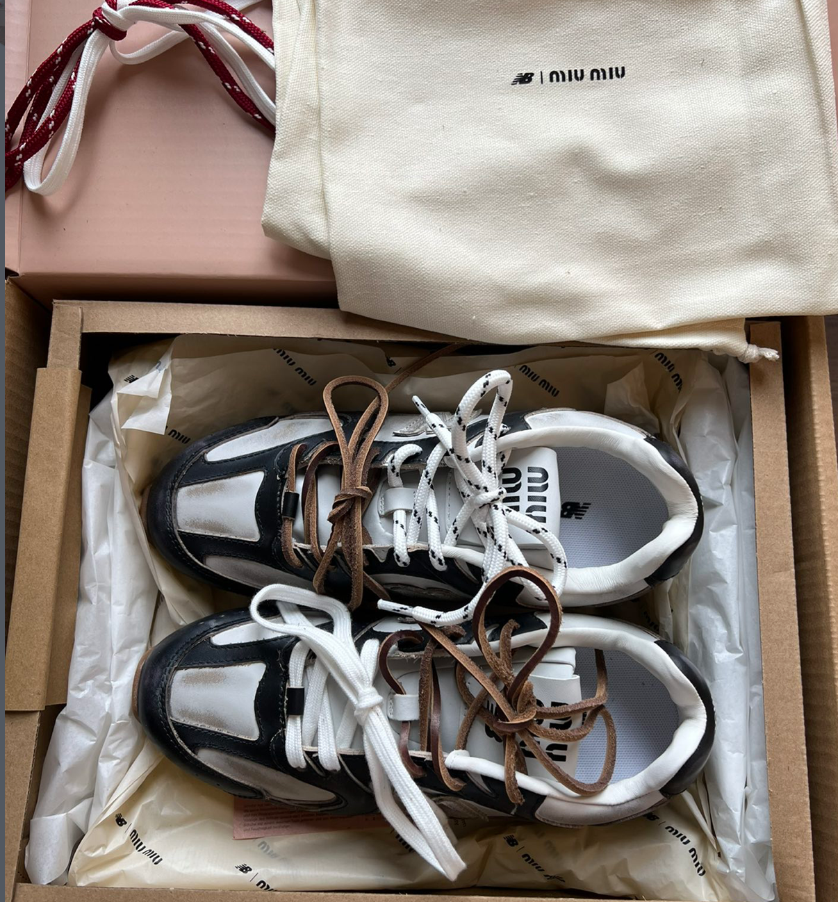 MIU MIU X New Balance 530 Sl Vitello Deco Bicolor Sneakers