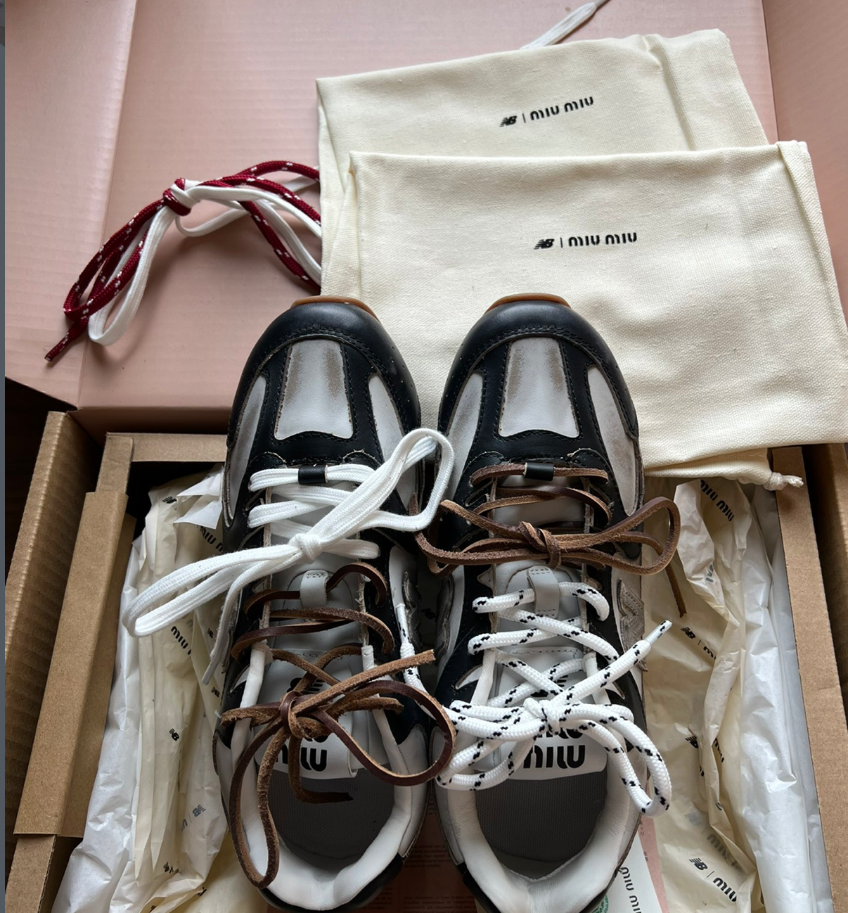 MIU MIU X New Balance 530 Sl Vitello Deco Bicolor Sneakers
