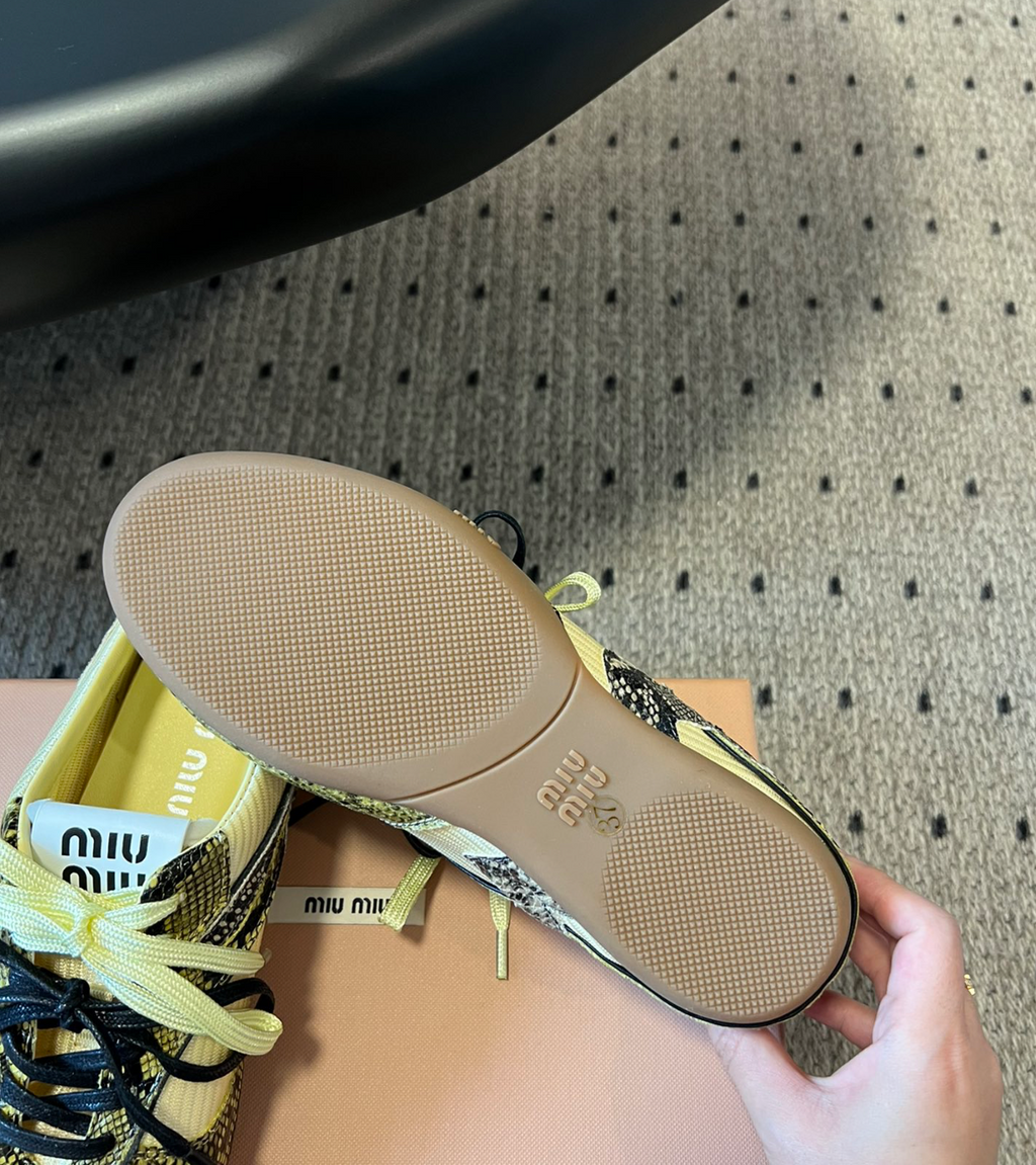 MIU MIU X New Balance Gymnasium Yellow Snakeskin Sneakers