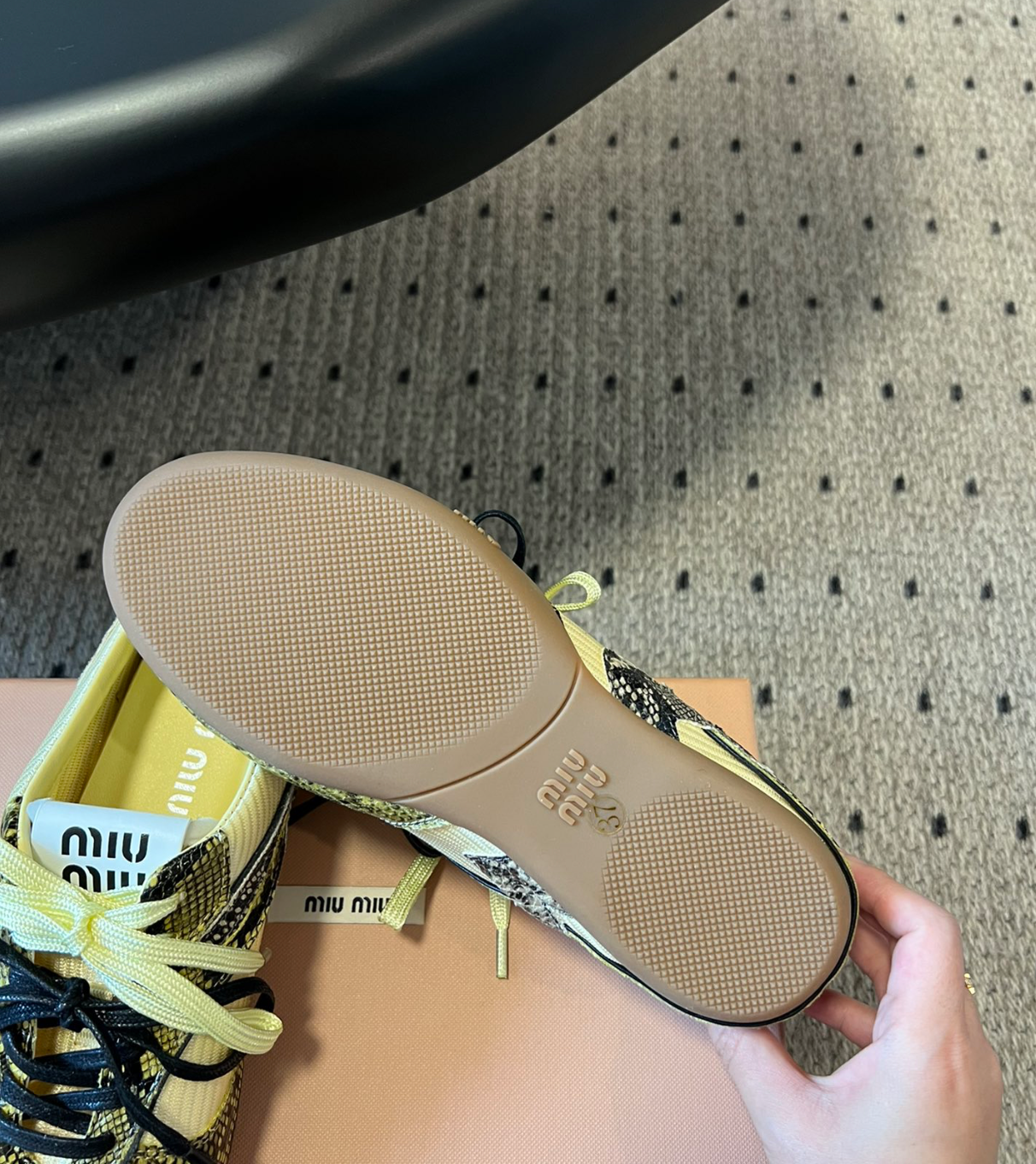 MIU MIU X New Balance Gymnasium Yellow Snakeskin Sneakers
