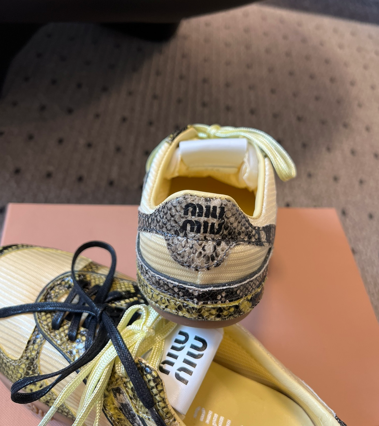MIU MIU X New Balance Gymnasium Yellow Snakeskin Sneakers