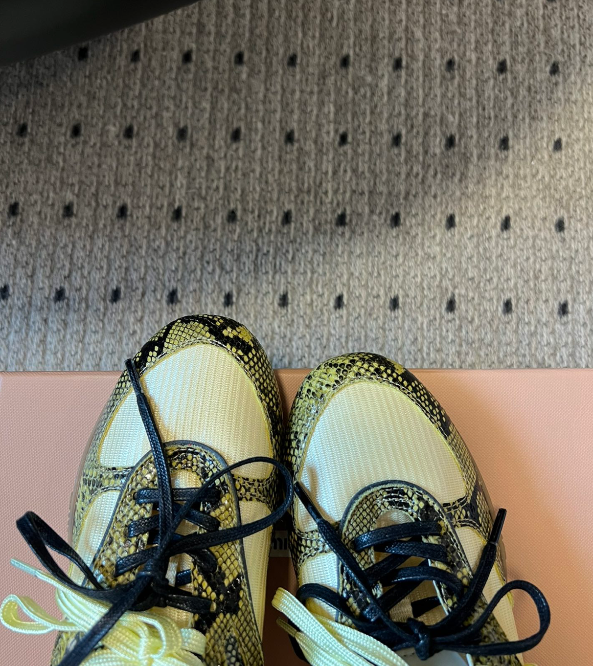 MIU MIU X New Balance Gymnasium Yellow Snakeskin Sneakers