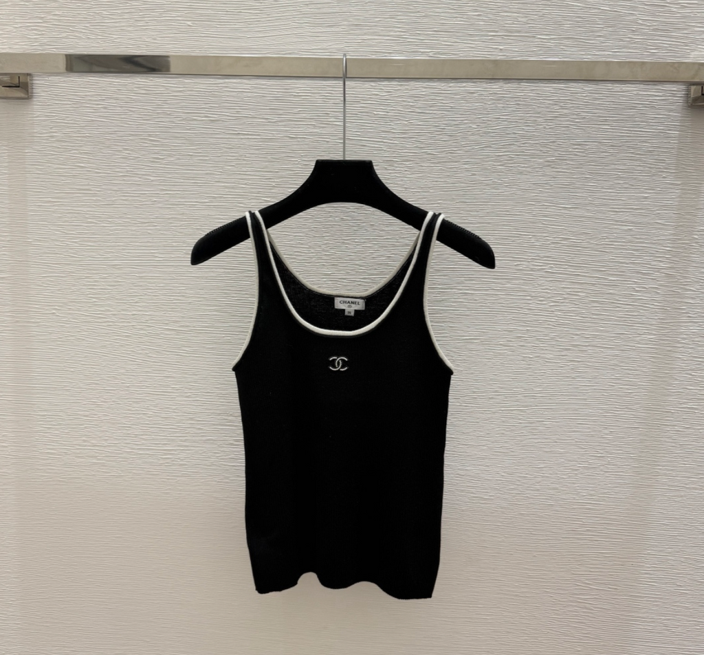 Chanel vintage cotton ribbed tank top