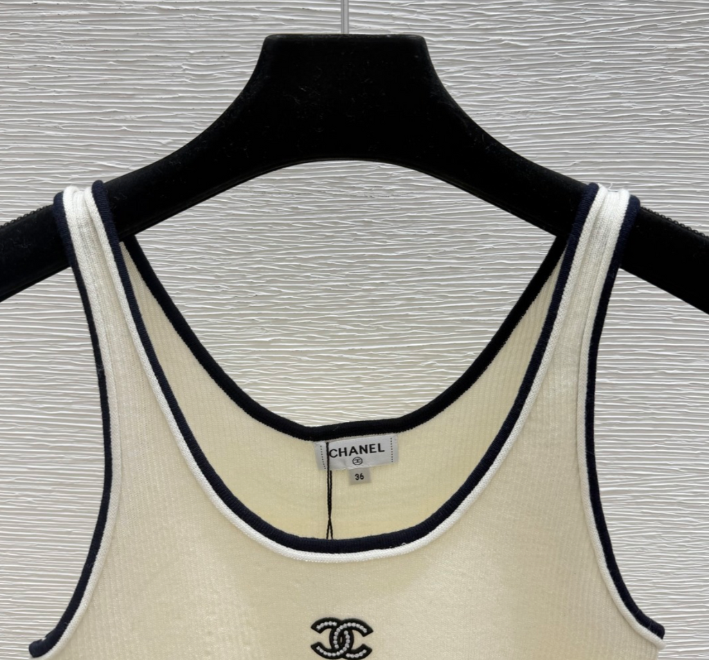 Chanel vintage cotton ribbed tank top