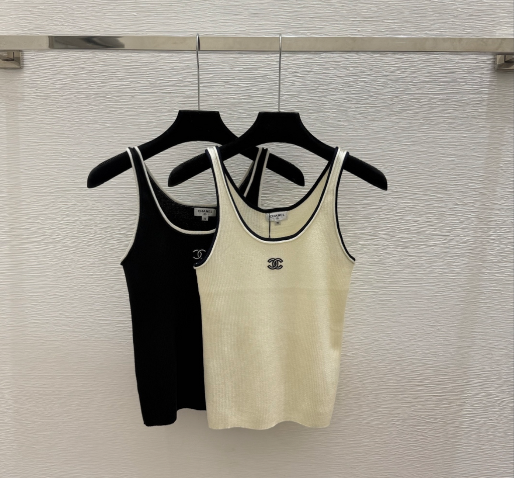 Chanel vintage cotton ribbed tank top