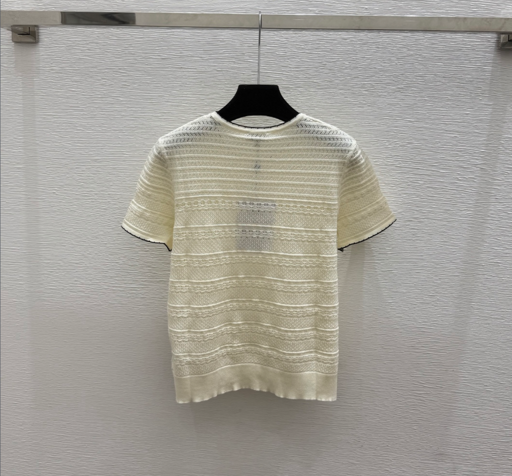 Chanel creamy knitted short-sleeve top