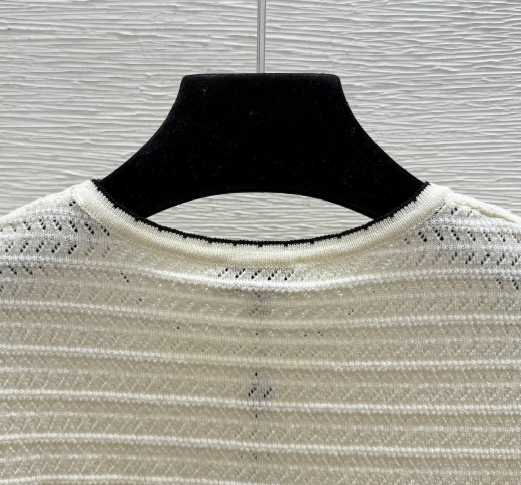 Chanel creamy knitted short-sleeve top
