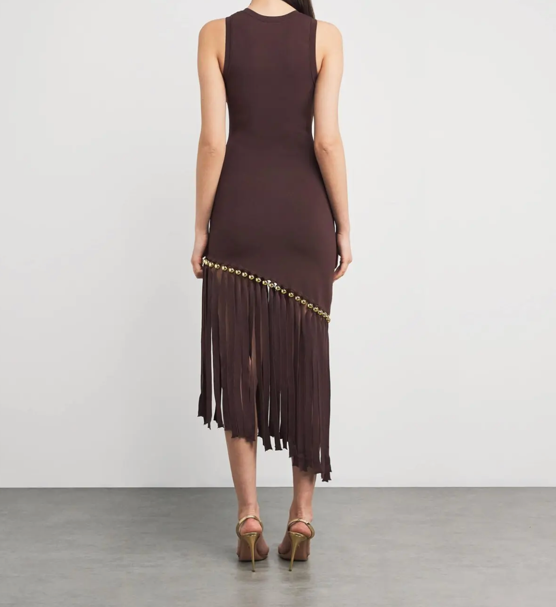SANDRO Fringe-Trim Midi Dress